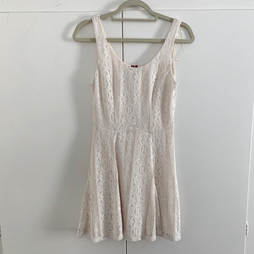 Cream Red Camel Fit and Flare Dress